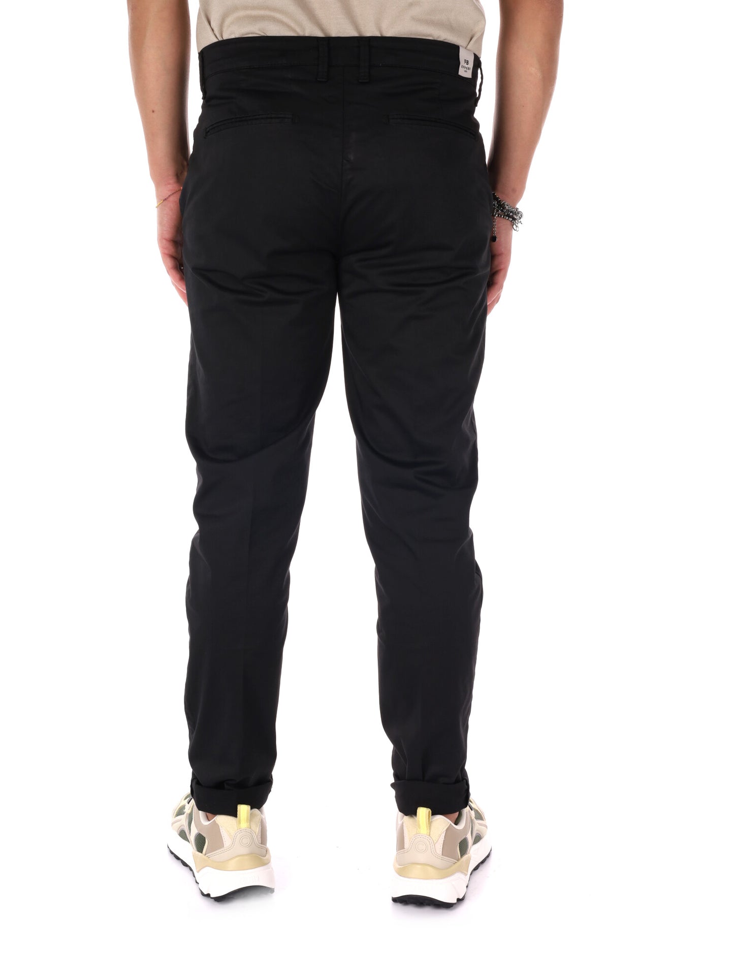 Pantaloni chino Enzo di FB in cotone nero da uomo per un look casual