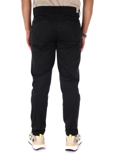 Pantaloni chino Enzo di FB in cotone nero da uomo per un look casual