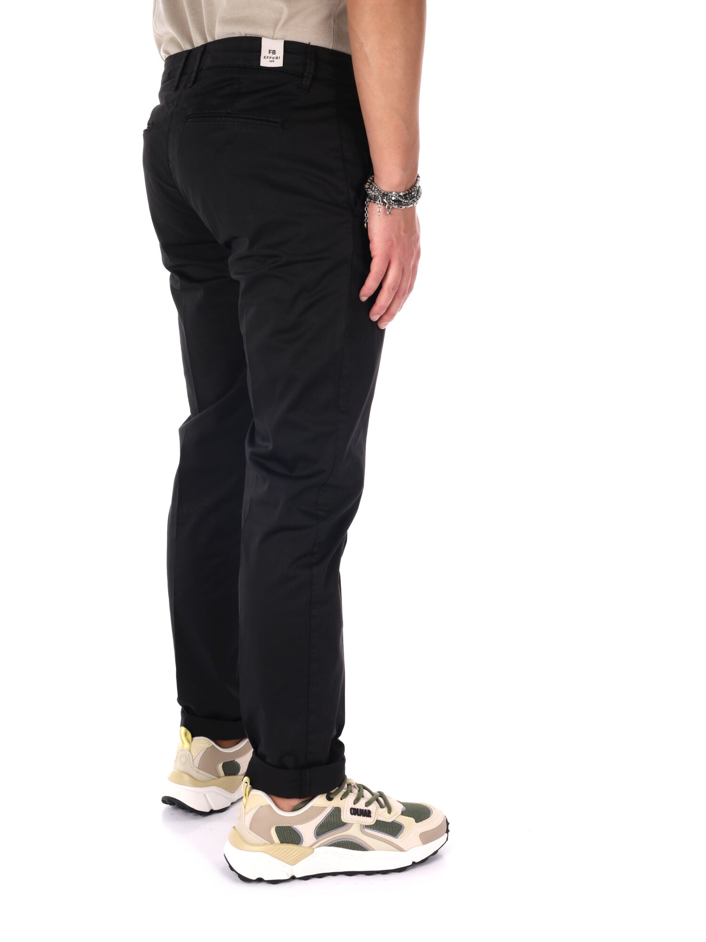 Pantaloni chino Enzo di FB in cotone nero da uomo per un look casual