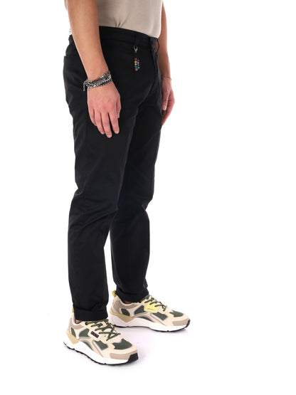 Pantaloni chino Enzo di FB in cotone nero da uomo per un look casual