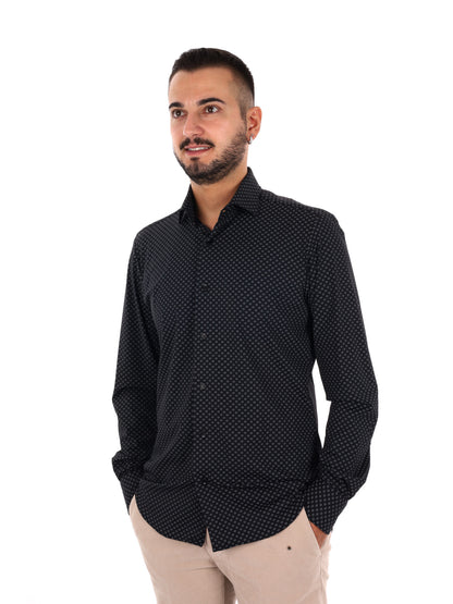 Fb Evian Print 25, camicia da uomo nera