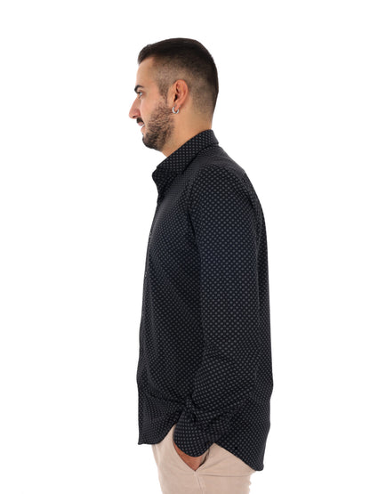 Fb Evian Print 25, camicia da uomo nera