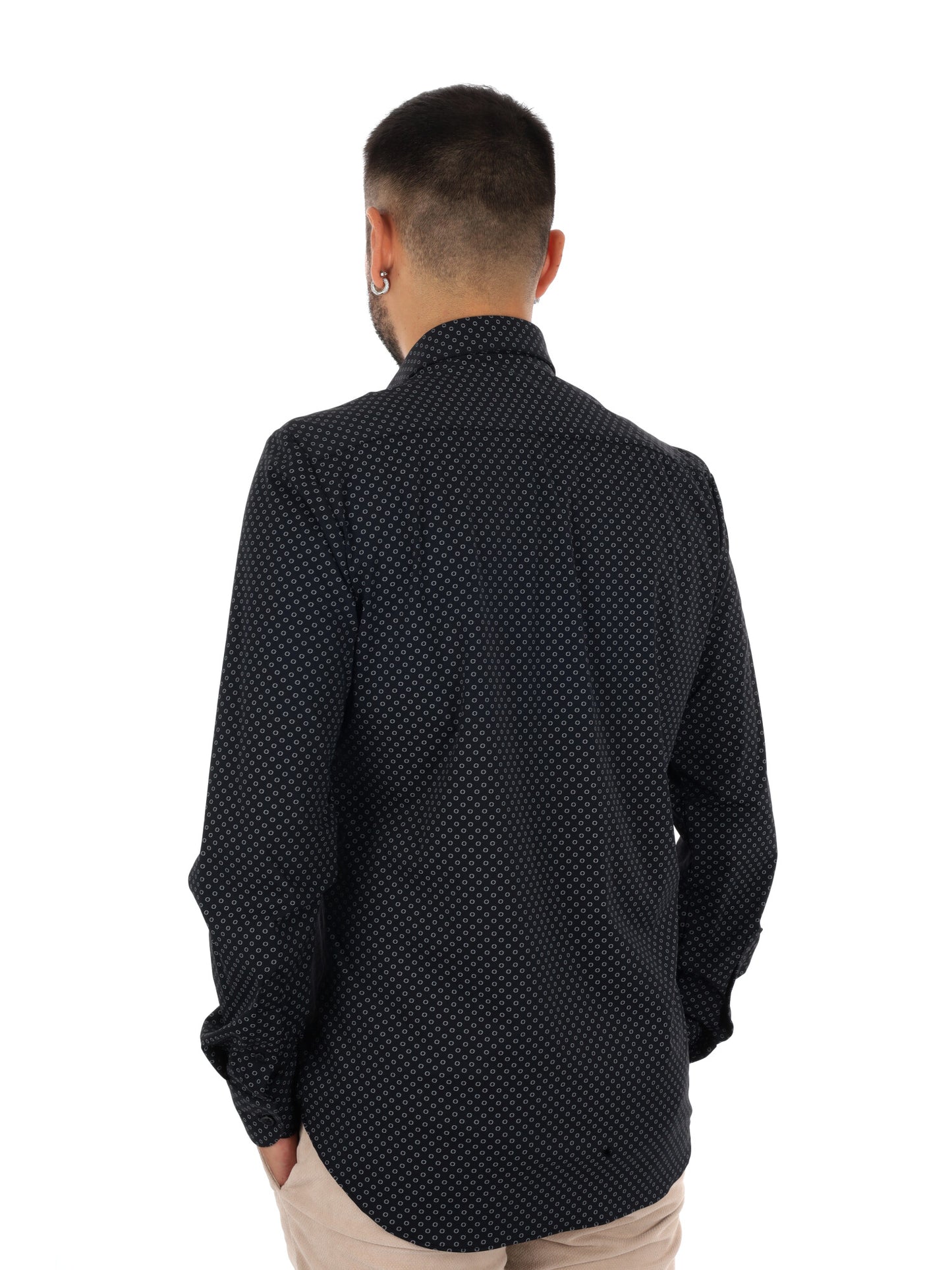 Fb Evian Print 25, camicia da uomo nera