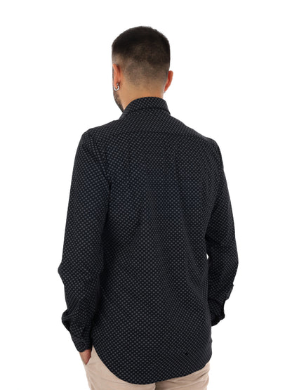 Fb Evian Print 25, camicia da uomo nera
