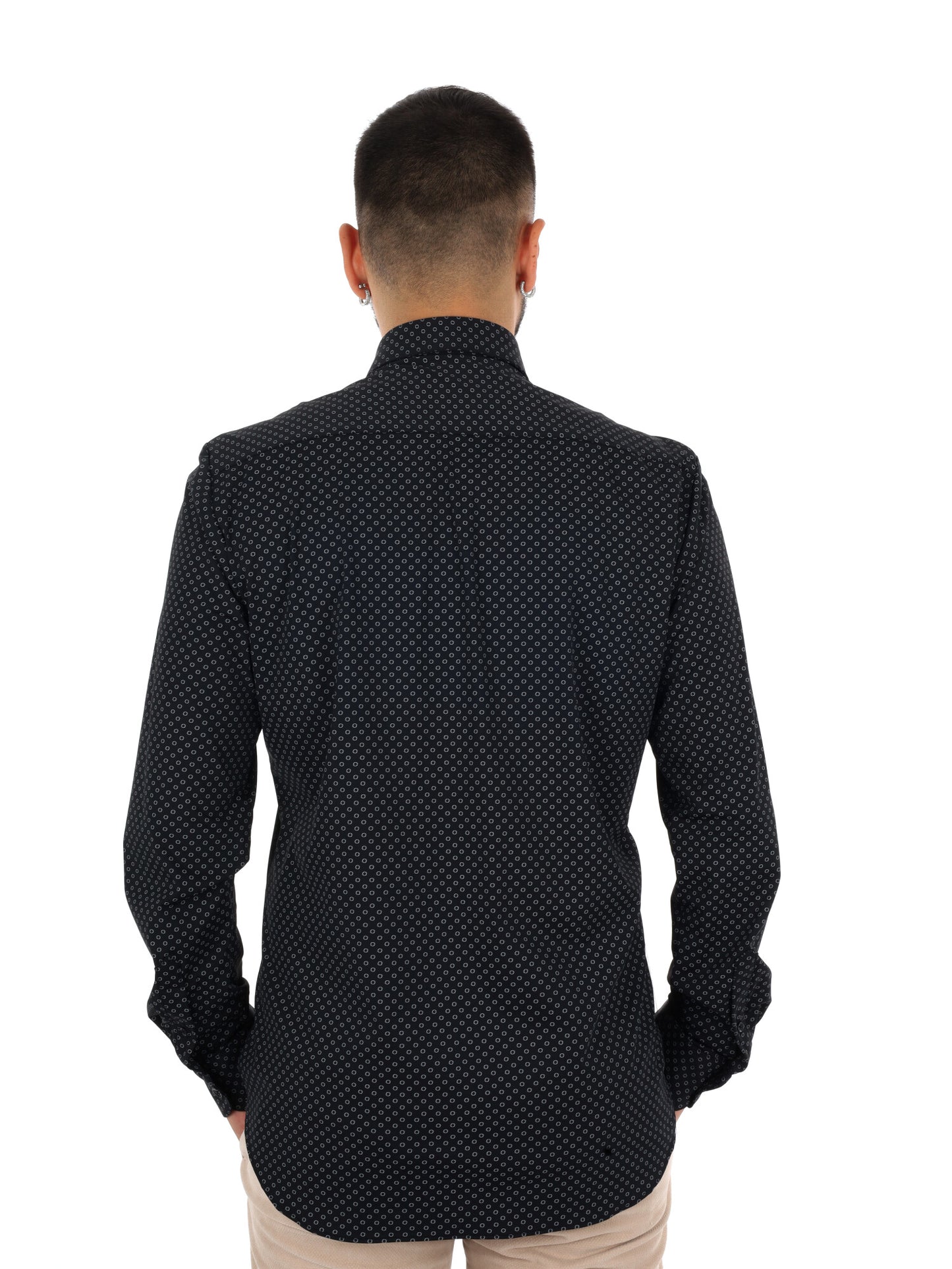 Fb Evian Print 25, camicia da uomo nera