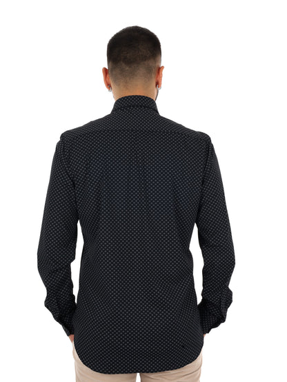 Fb Evian Print 25, camicia da uomo nera