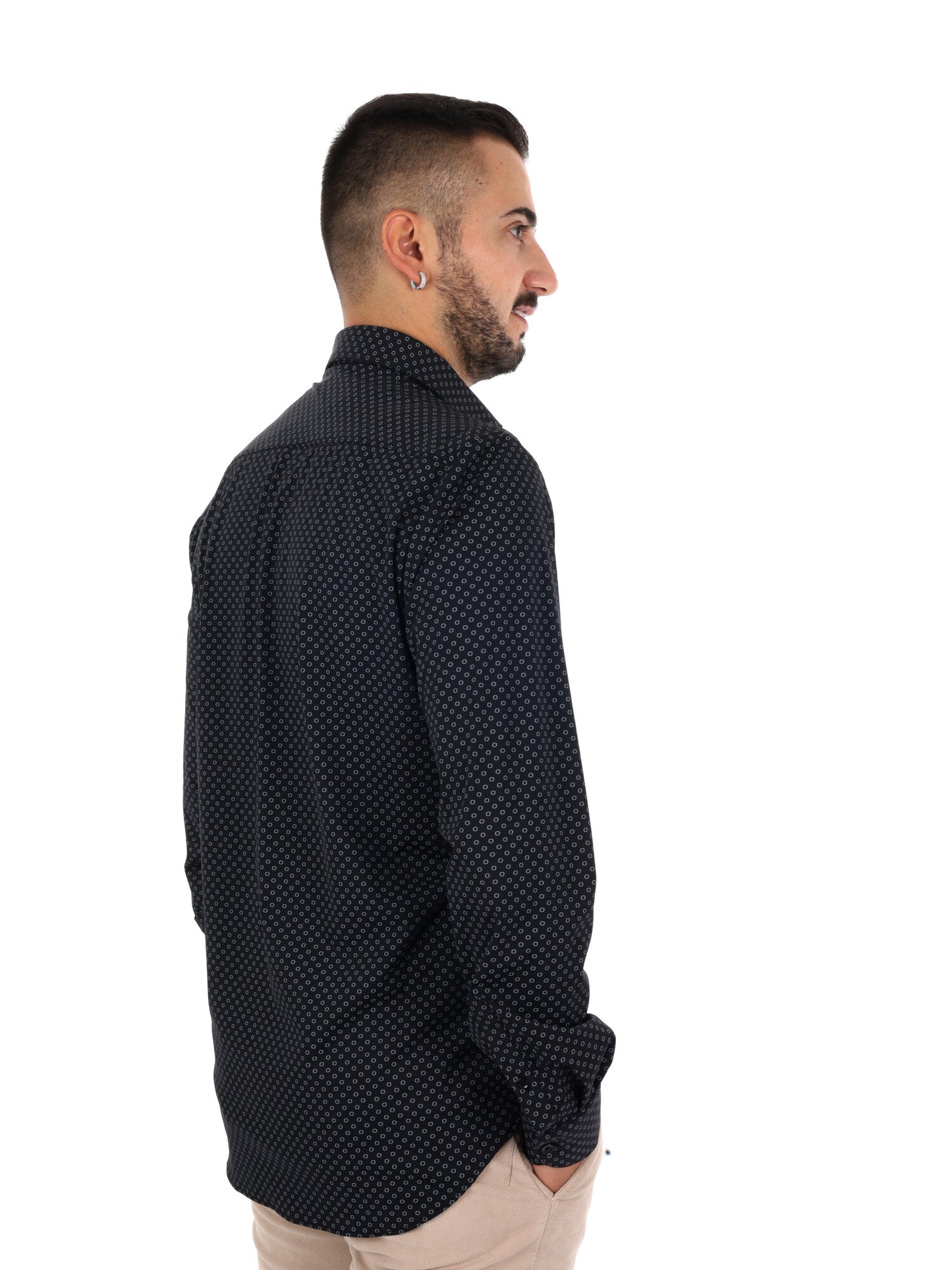 Fb Evian Print 25, camicia da uomo nera