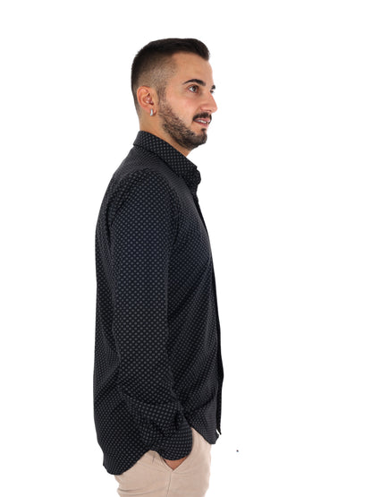 Fb Evian Print 25, camicia da uomo nera