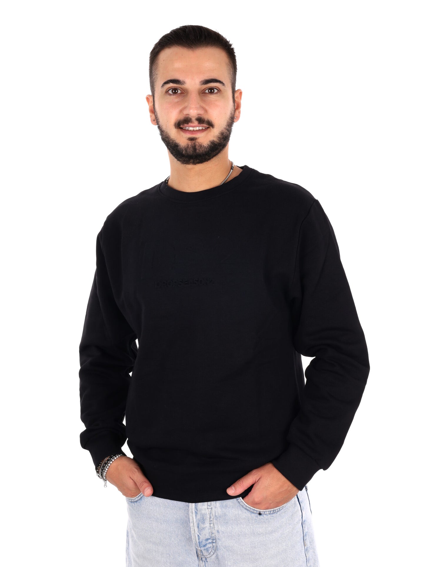 Ds2 Felpa girocollo da uomo nera