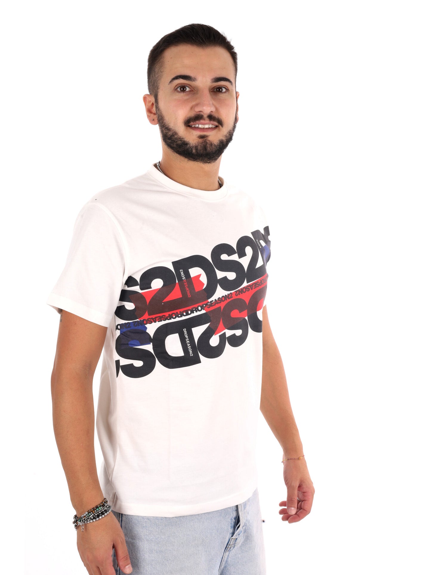 Ds2 T-shirt mm, t-shirt maniche corte da uomo bianca