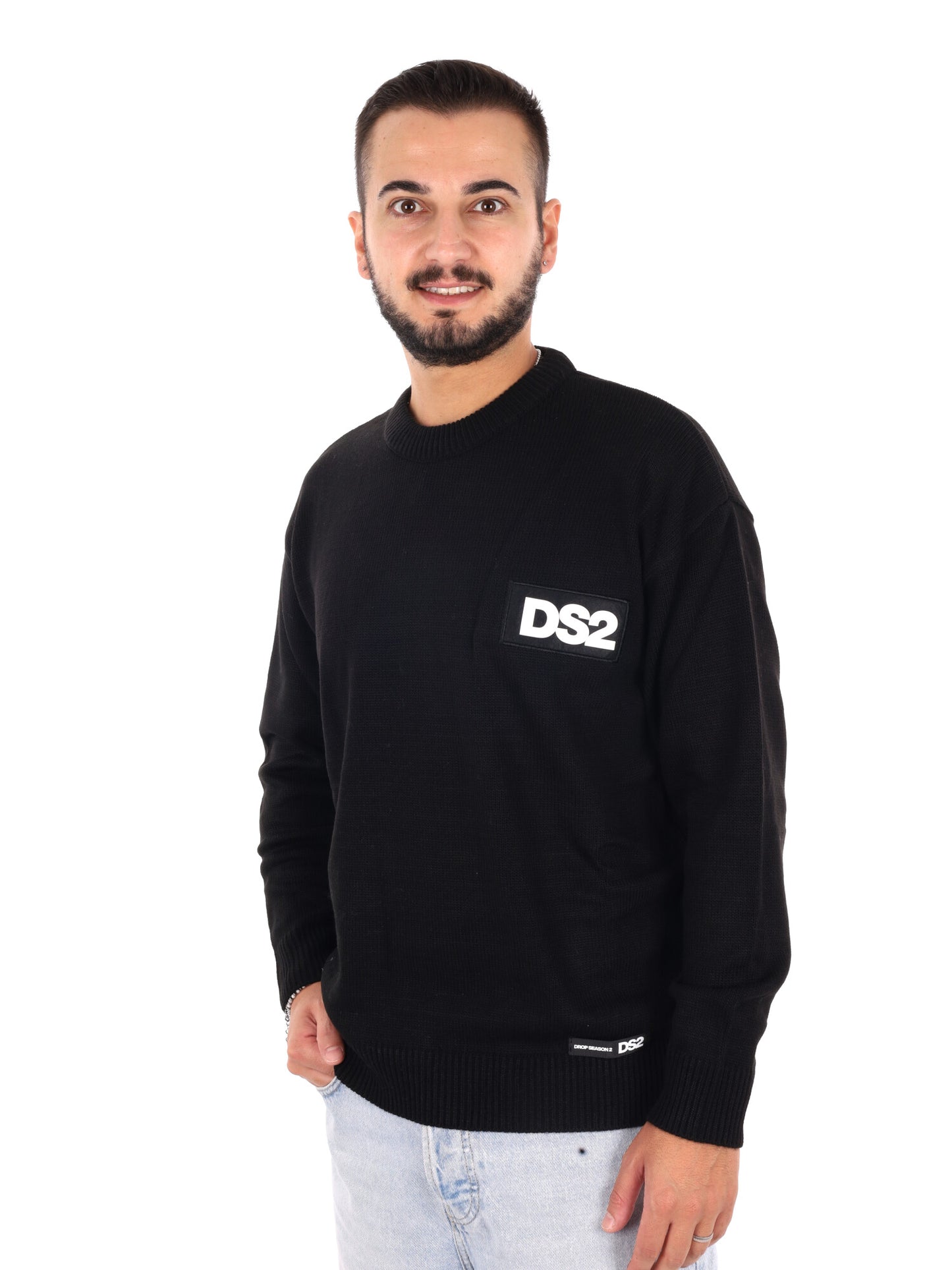 Ds2 maglia girocollo da uomo nera