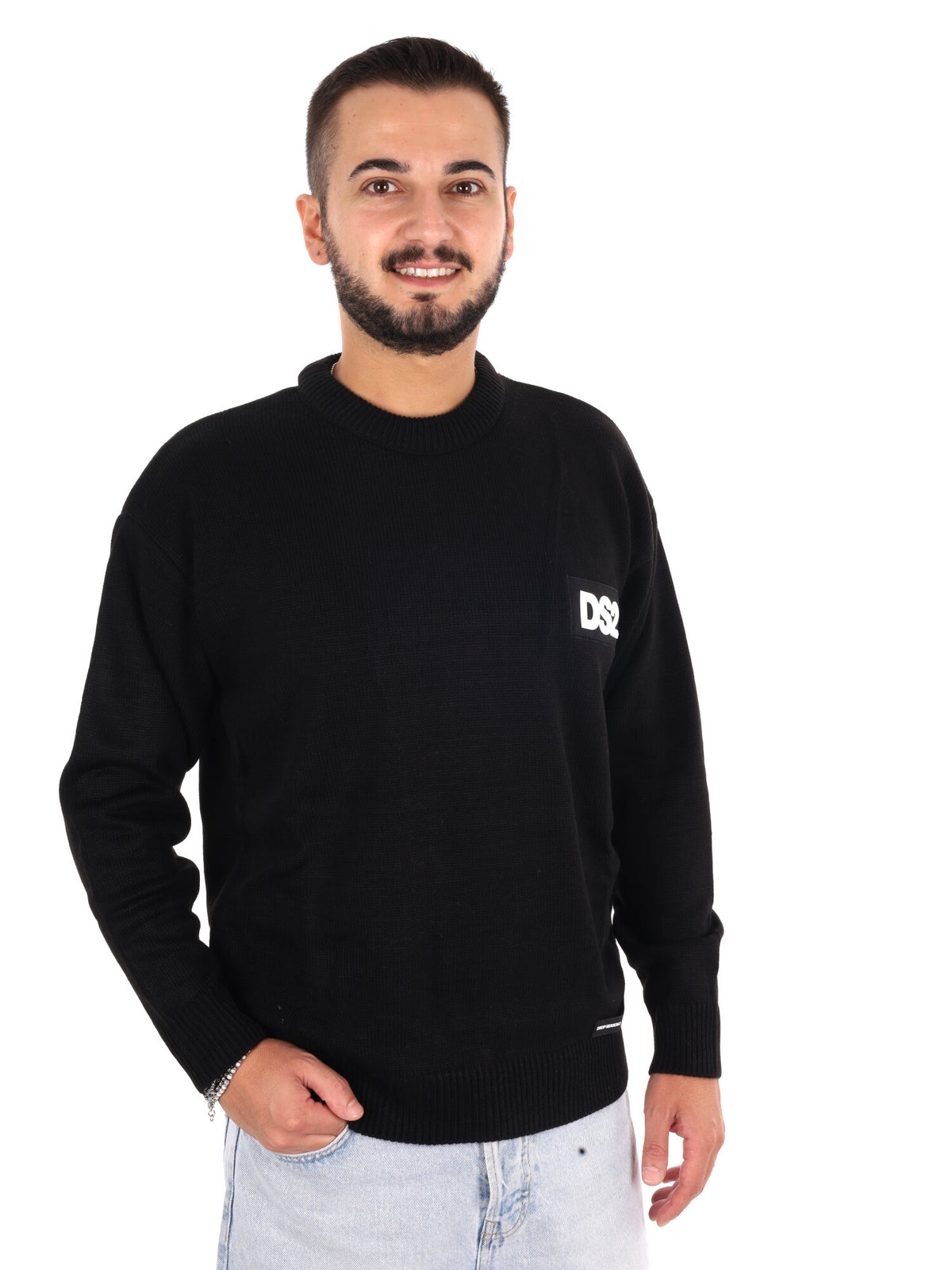 Ds2 maglia girocollo da uomo nera