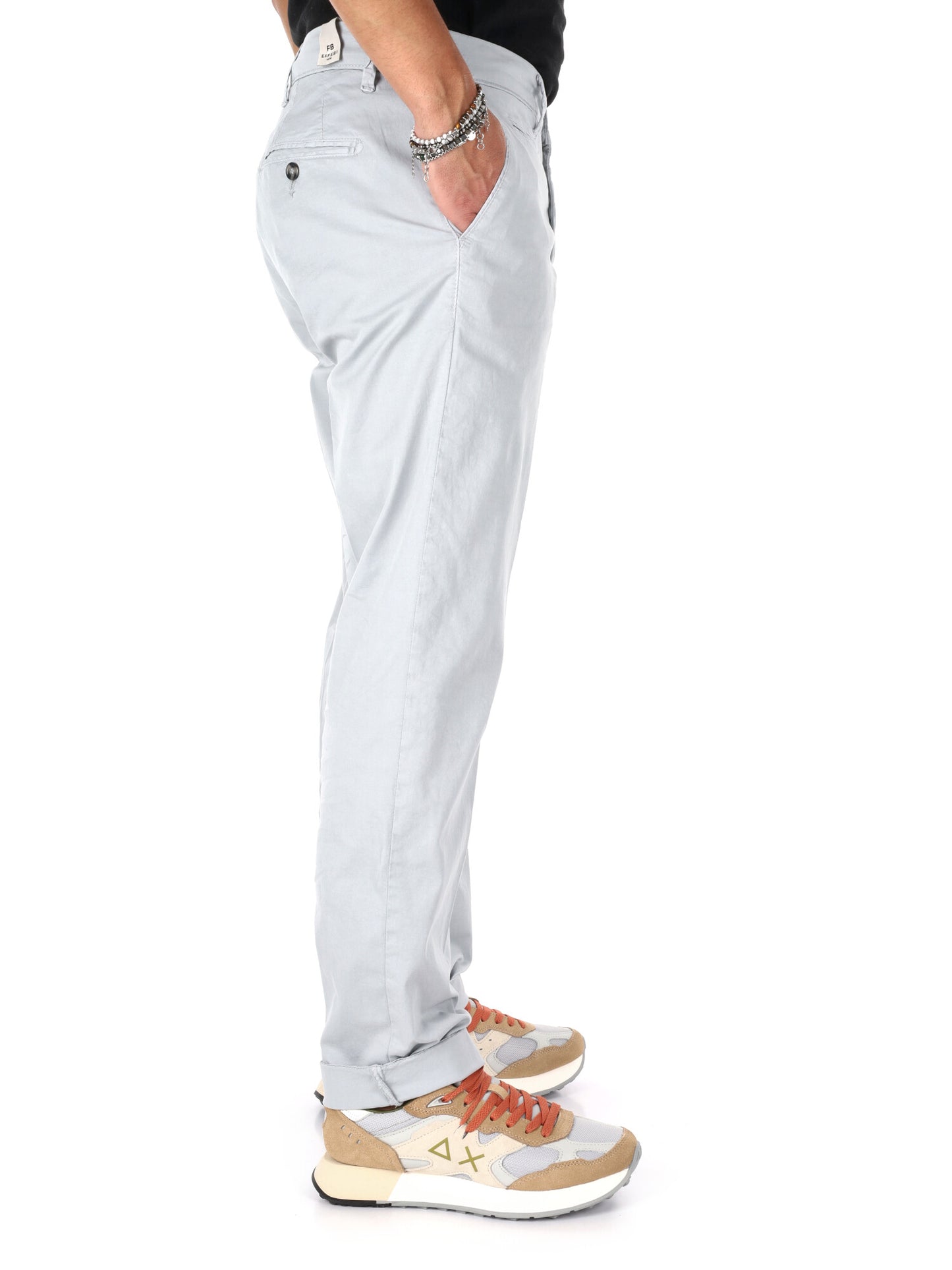 Pantaloni da uomo Fb in elegante tonalità argento perla