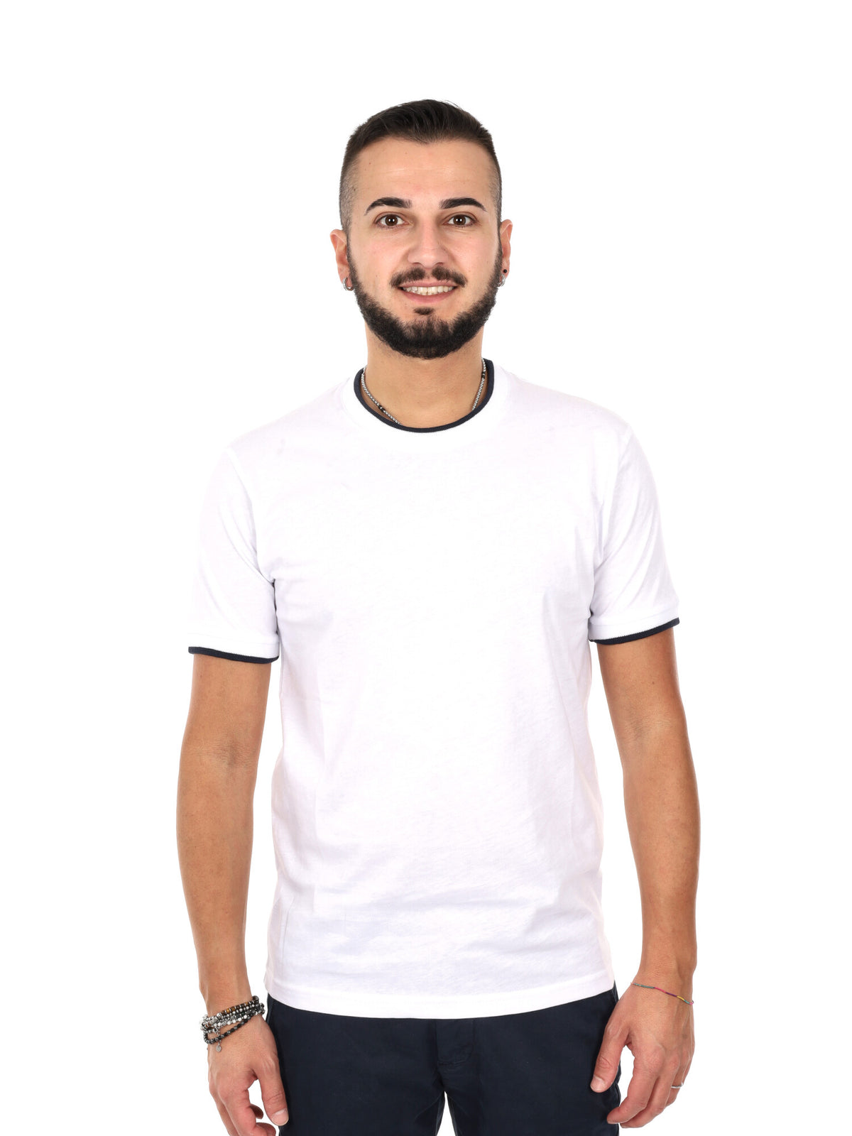 F.b. t-shirt mm da uomo bianco-blu