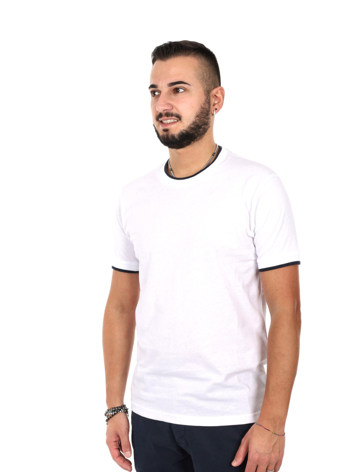 F.b. t-shirt mm da uomo bianco-blu