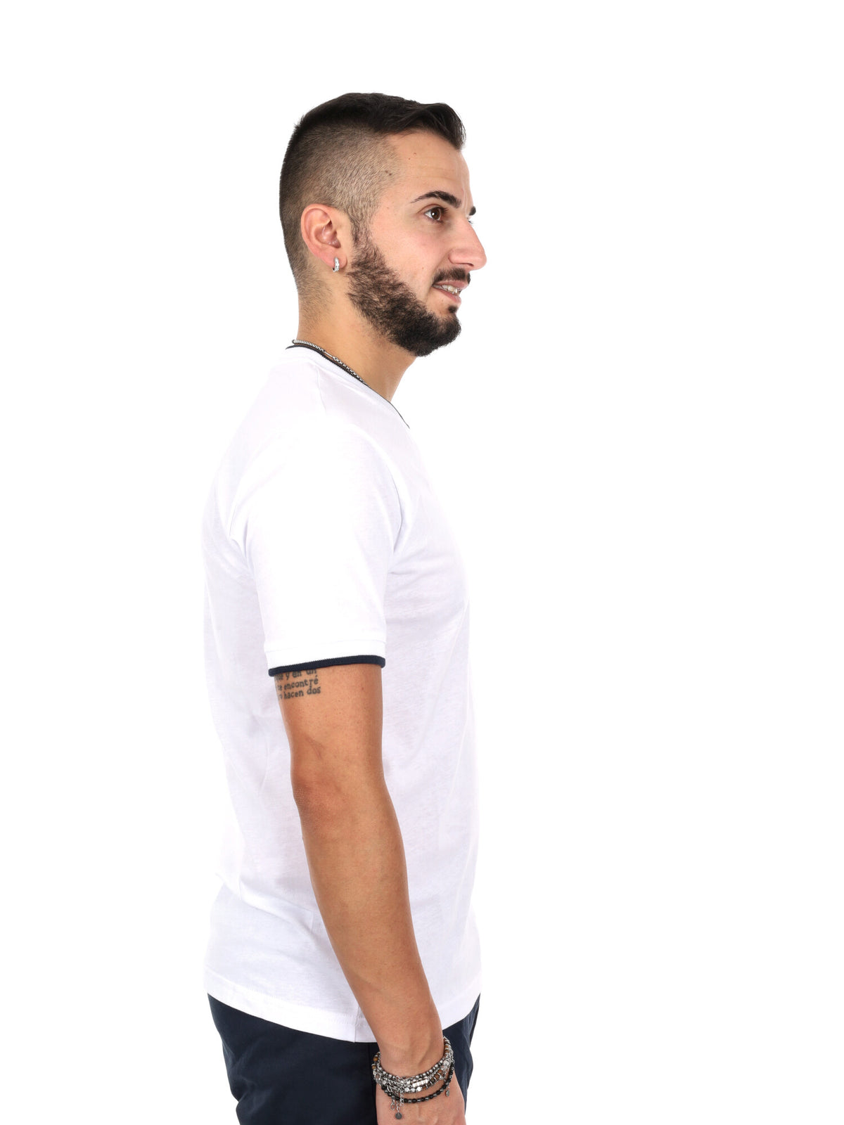 F.b. t-shirt mm da uomo bianco-blu