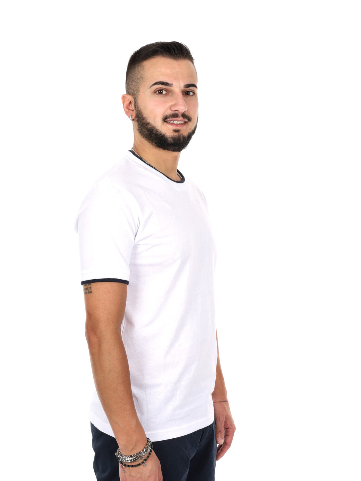 F.b. t-shirt mm da uomo bianco-blu