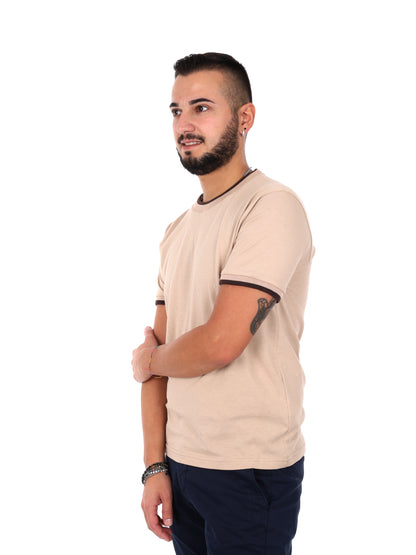 T-shirt maniche corte Fb da uomo beige per un look casual e confortevole