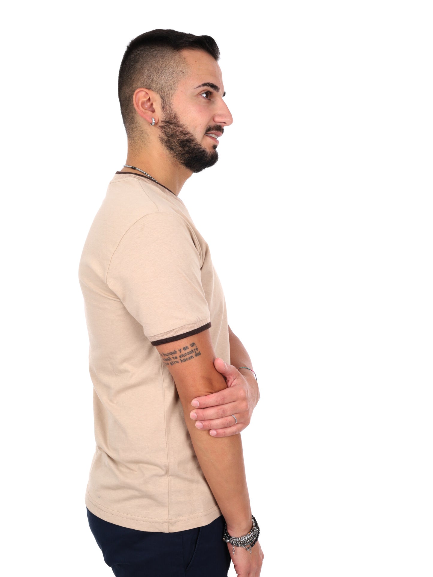 T-shirt maniche corte Fb da uomo beige per un look casual e confortevole