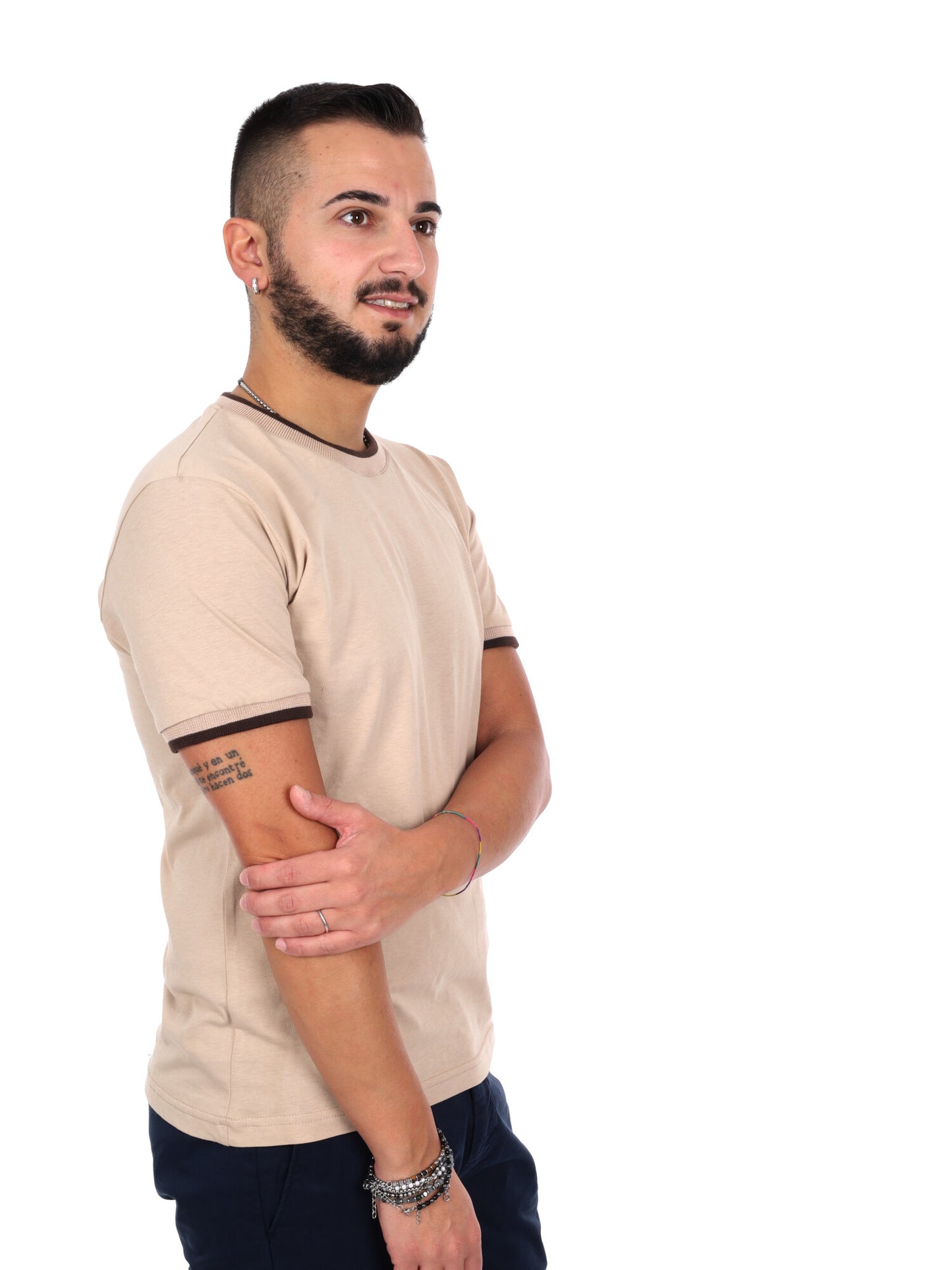 T-shirt maniche corte Fb da uomo beige per un look casual e confortevole