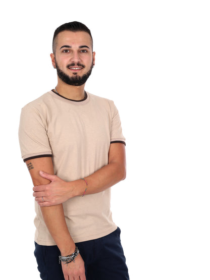 T-shirt maniche corte Fb da uomo beige per un look casual e confortevole