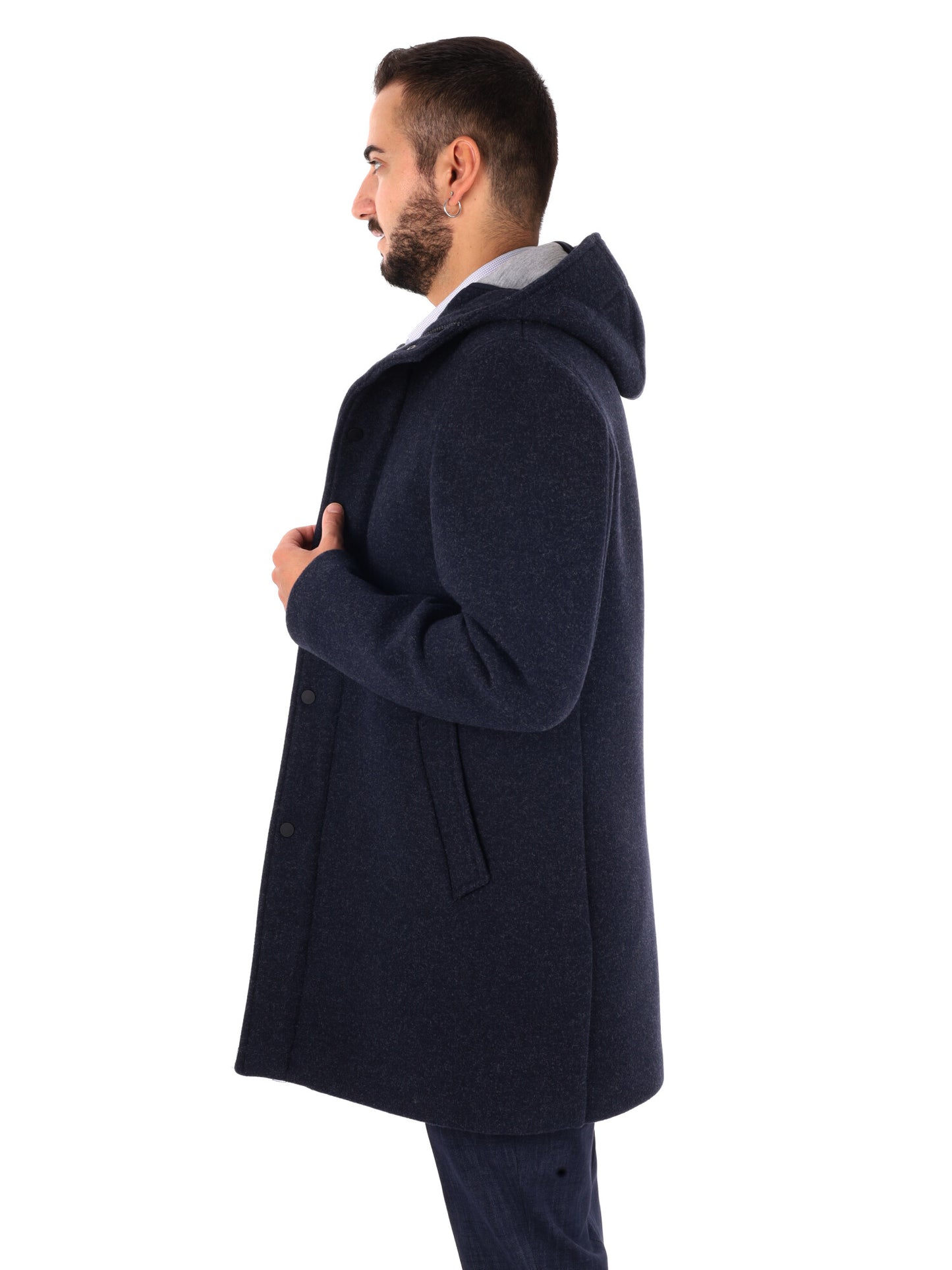 Fb Feudi Blu, cappotto con cappuccio da uomo blu