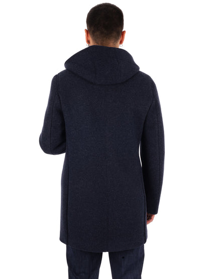 Fb Feudi Blu, cappotto con cappuccio da uomo blu