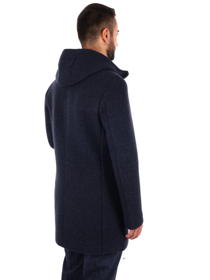 Fb Feudi Blu, cappotto con cappuccio da uomo blu