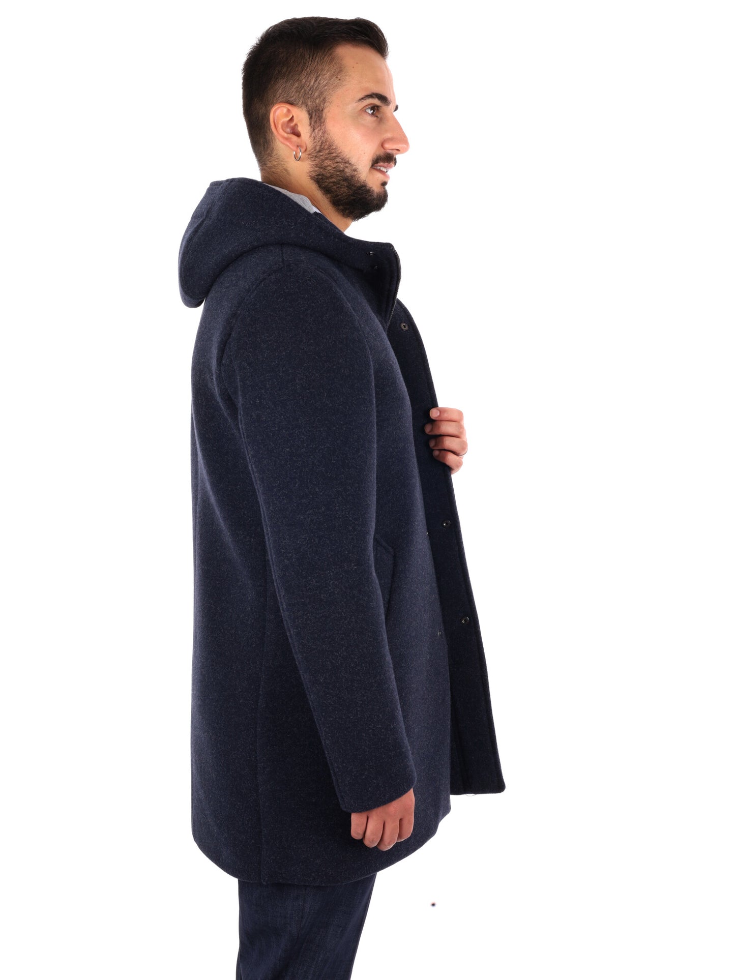 Fb Feudi Blu, cappotto con cappuccio da uomo blu