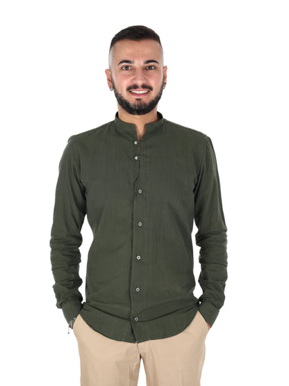Camicia Fiaccola Corea in stile militare verde da uomo