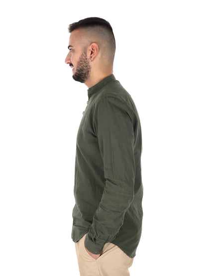 Camicia Fiaccola Corea in stile militare verde da uomo