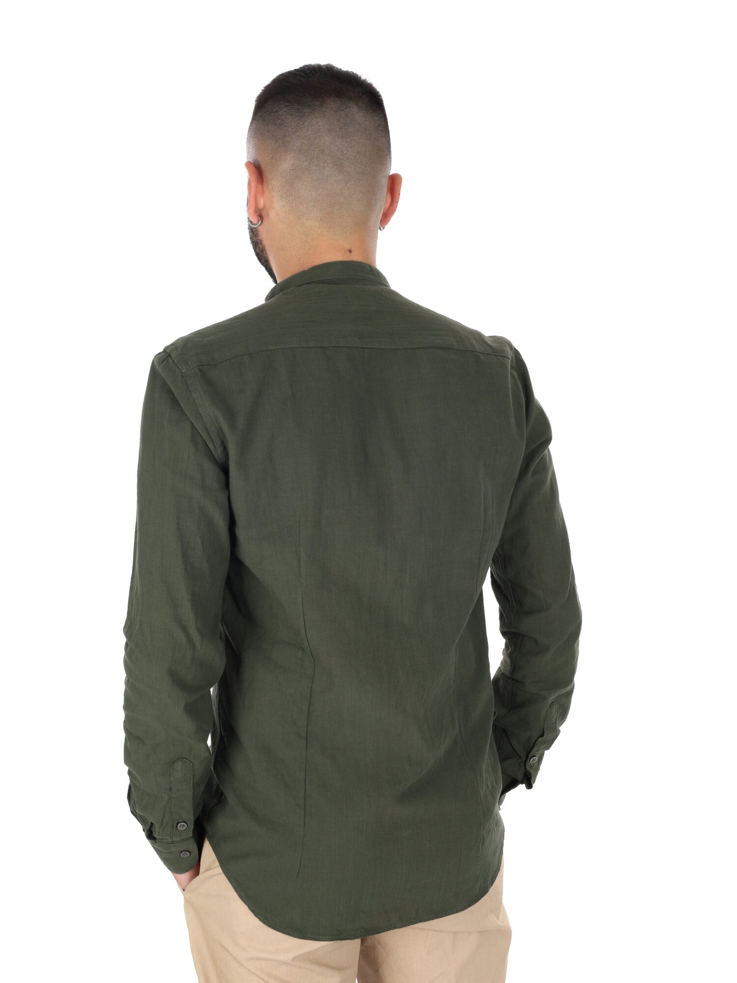 Camicia Fiaccola Corea in stile militare verde da uomo