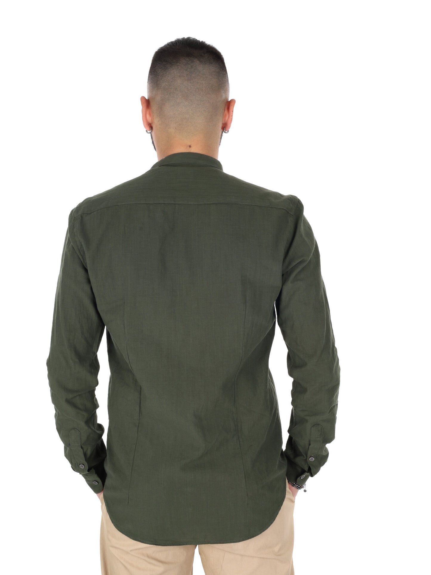Camicia Fiaccola Corea in stile militare verde da uomo