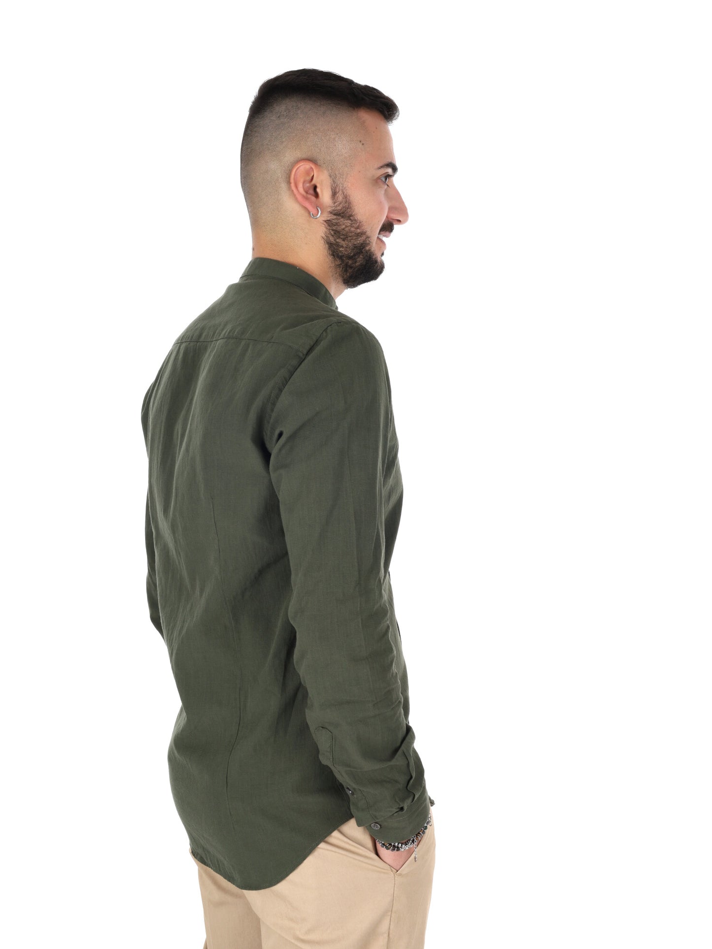 Camicia Fiaccola Corea in stile militare verde da uomo