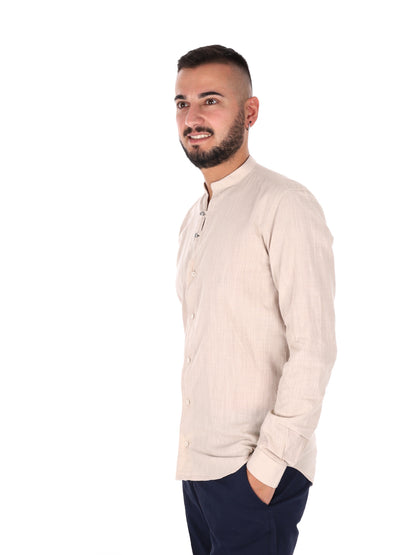 Camicia uomo Fiaccola Corea beige in cotone classica