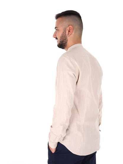 Camicia uomo Fiaccola Corea beige in cotone classica