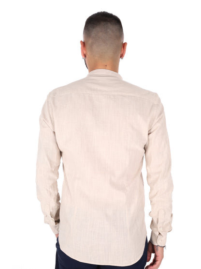 Camicia uomo Fiaccola Corea beige in cotone classica
