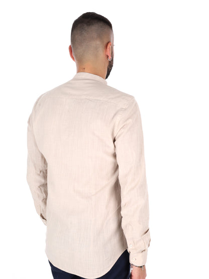 Camicia uomo Fiaccola Corea beige in cotone classica