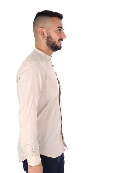 Camicia uomo Fiaccola Corea beige in cotone classica