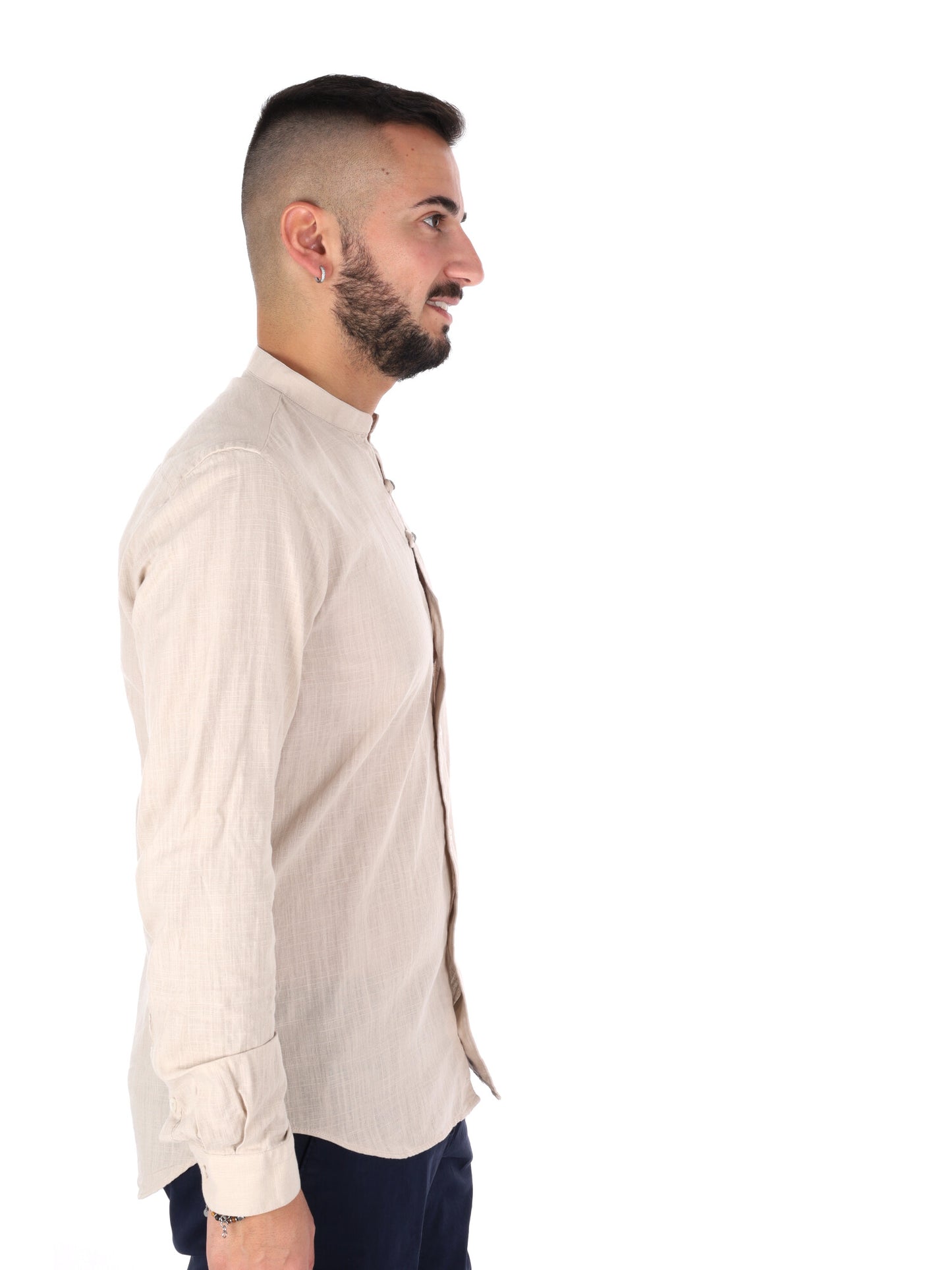 Camicia uomo Fiaccola Corea beige in cotone classica