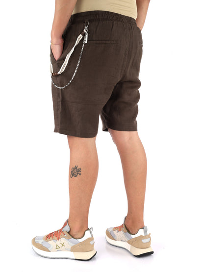 Bermuda uomo Gianni Lupo in lino marrone casual
