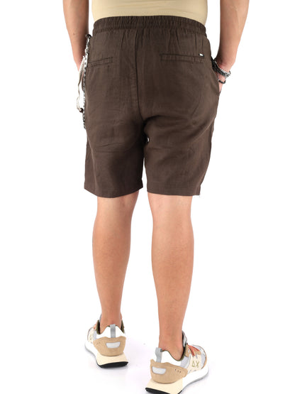 Bermuda uomo Gianni Lupo in lino marrone casual