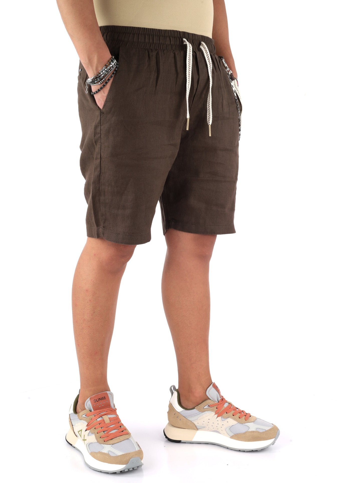Bermuda uomo Gianni Lupo in lino marrone casual