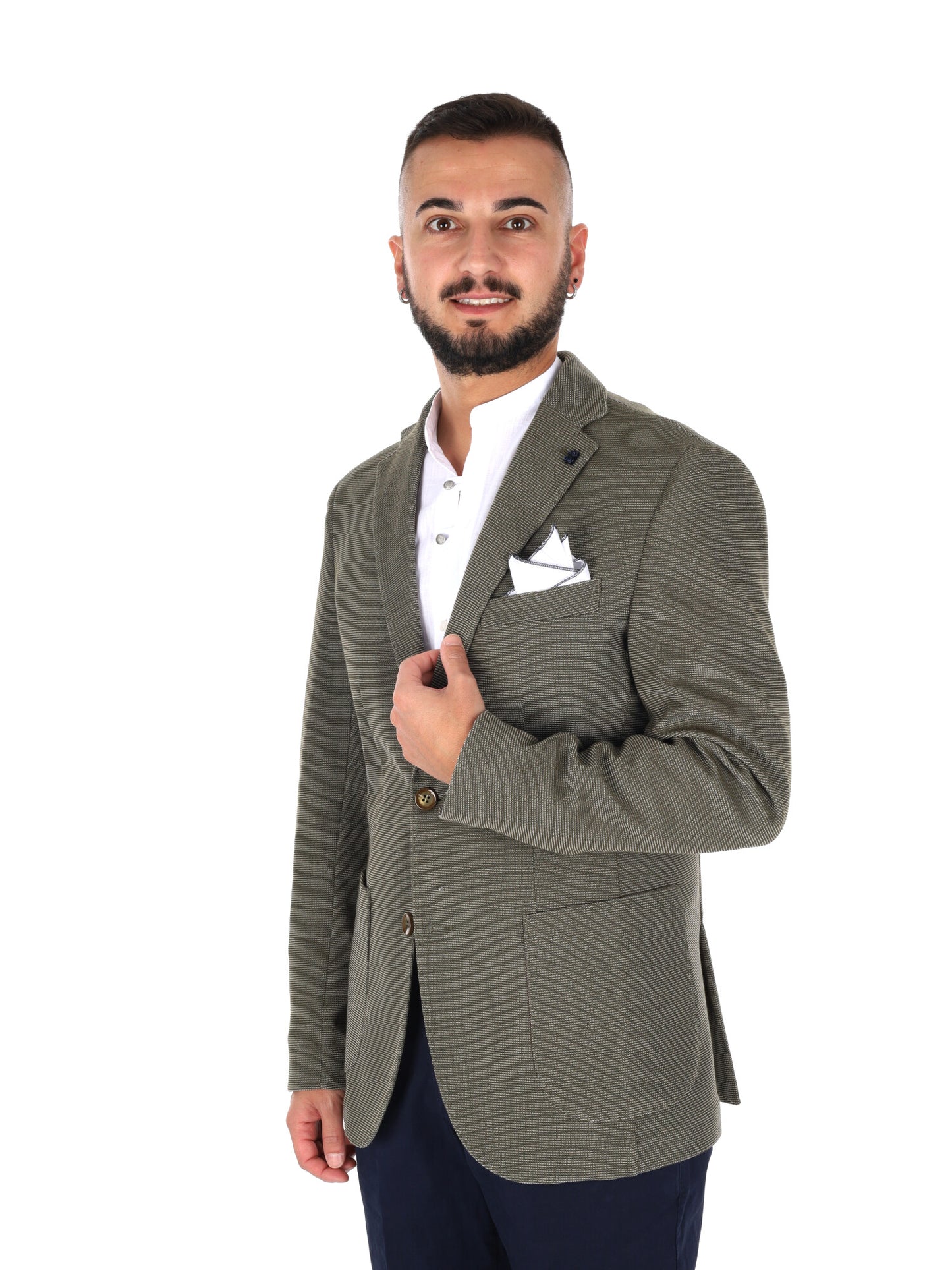 Giacca FB elegante da uomo in maglia verde per primavera-estate