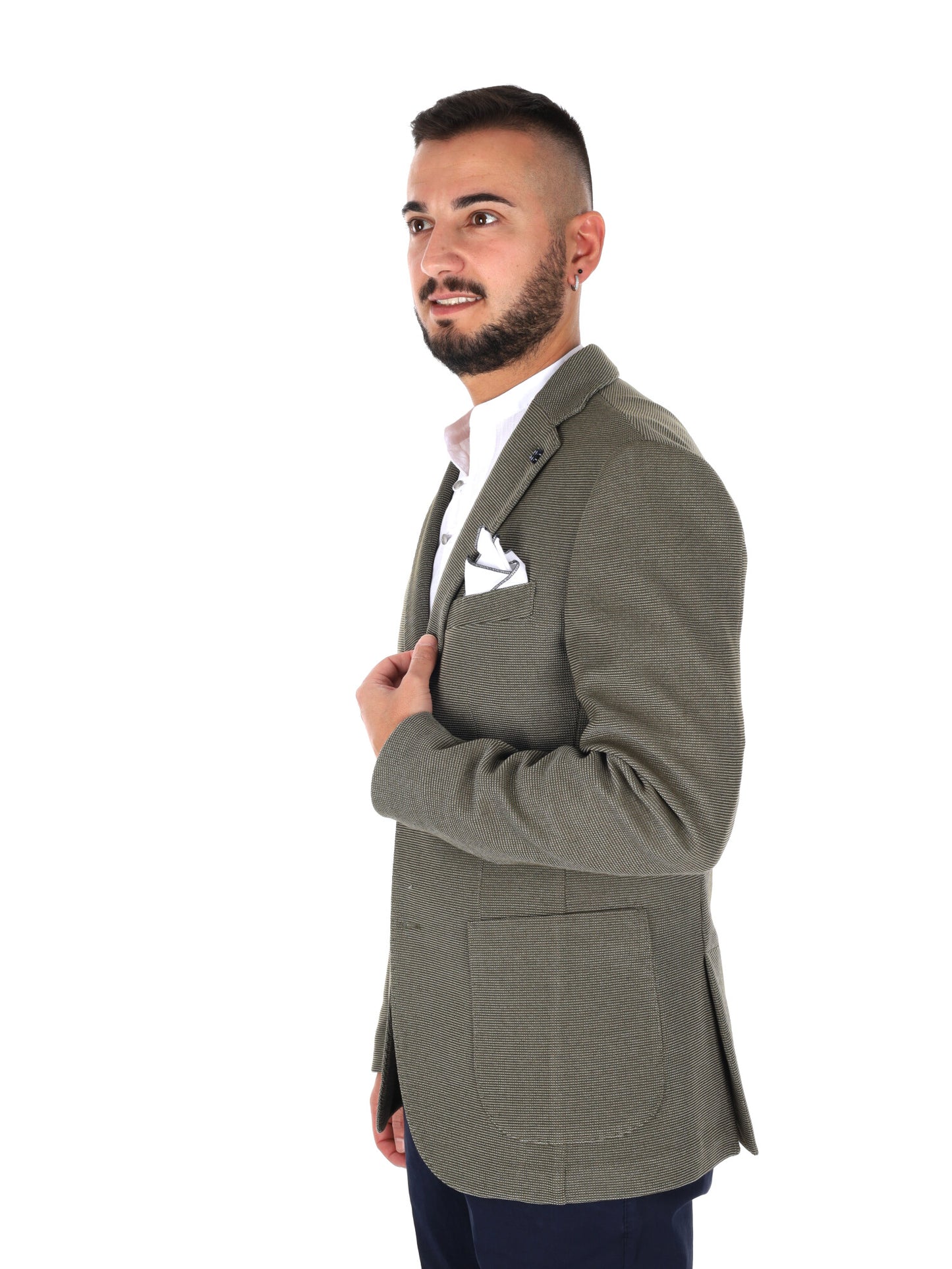 Giacca FB elegante da uomo in maglia verde per primavera-estate