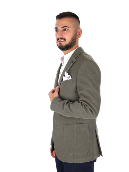 Giacca FB elegante da uomo in maglia verde per primavera-estate