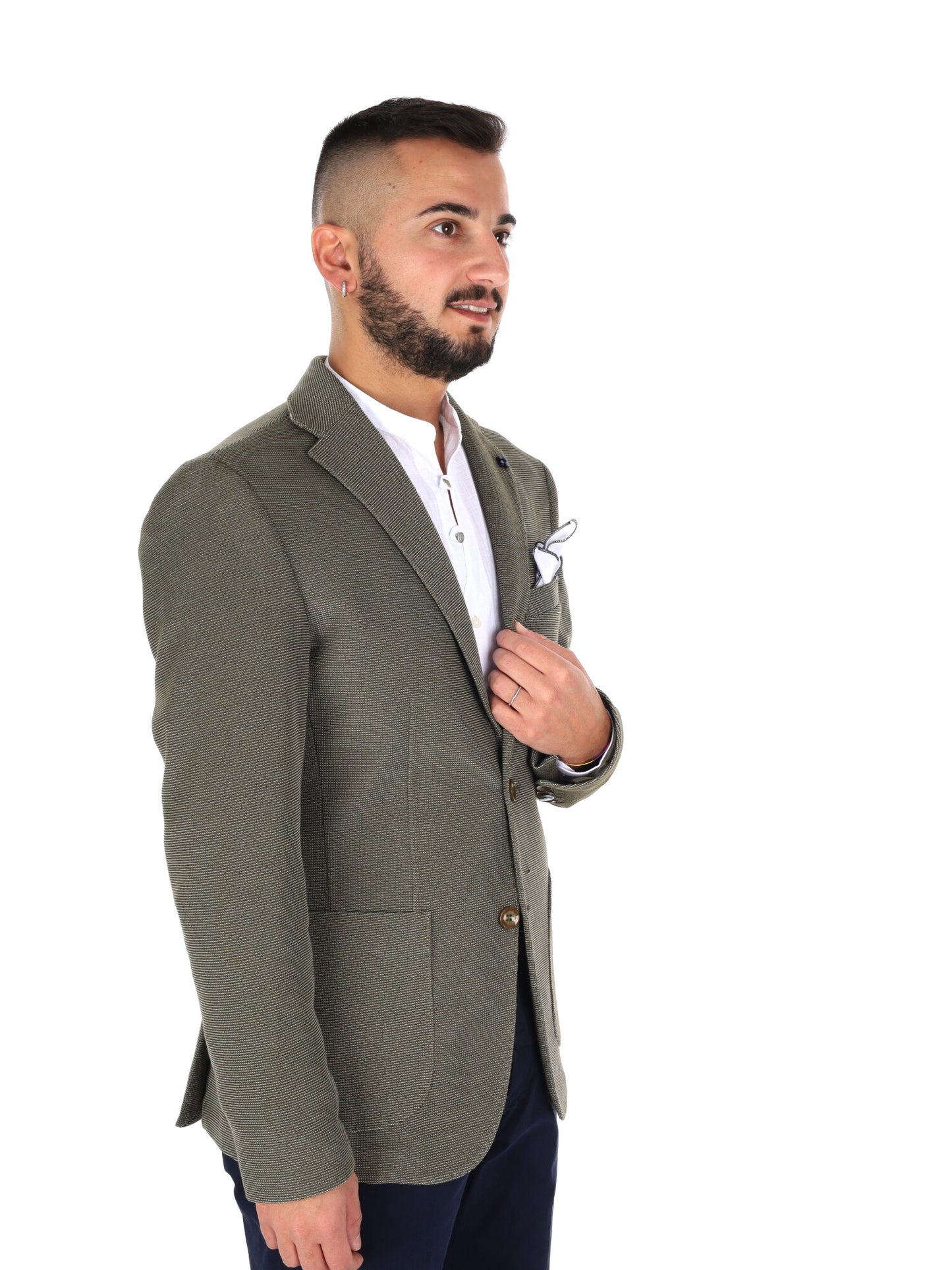 Giacca FB elegante da uomo in maglia verde per primavera-estate