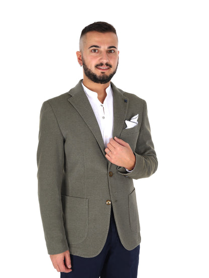 Giacca FB elegante da uomo in maglia verde per primavera-estate
