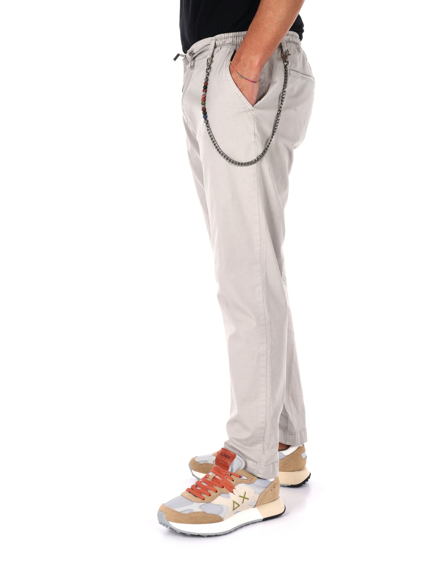 Pantaloni da uomo FB Flauto Catena beige ideali per la primavera estate