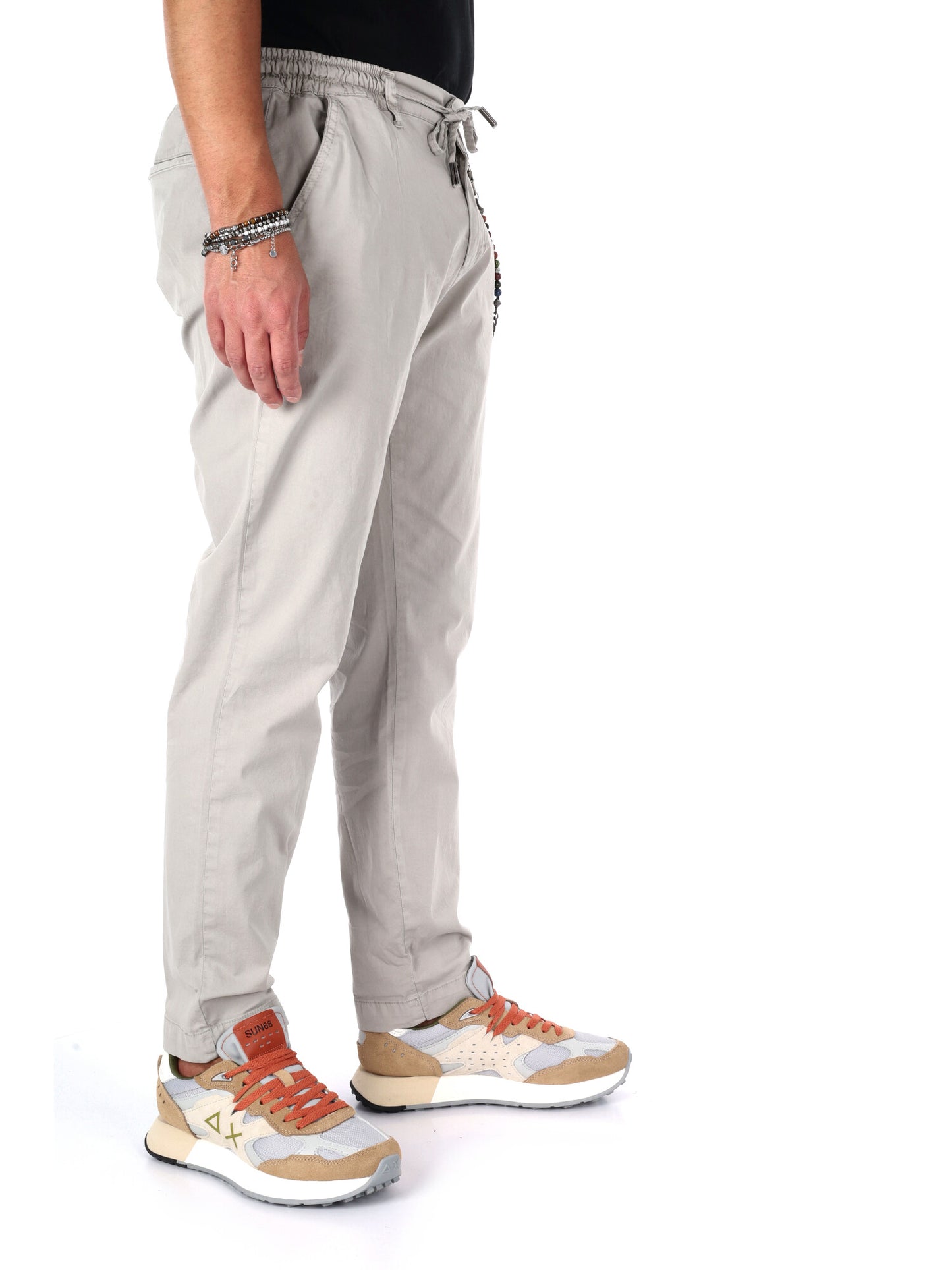 Pantaloni da uomo FB Flauto Catena beige ideali per la primavera estate